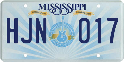MS license plate HJN017