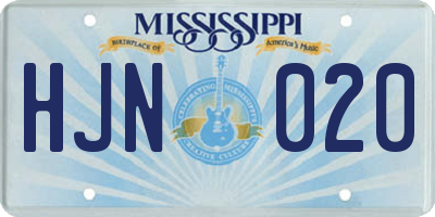 MS license plate HJN020