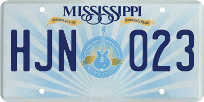 MS license plate HJN023