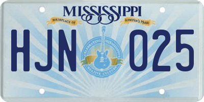 MS license plate HJN025