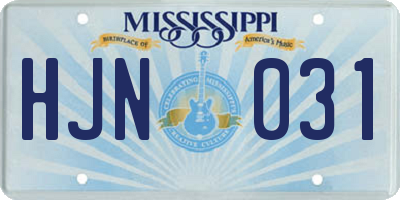 MS license plate HJN031