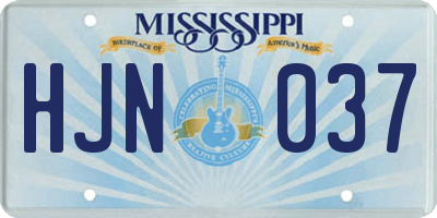 MS license plate HJN037