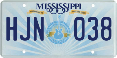 MS license plate HJN038