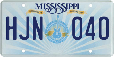 MS license plate HJN040
