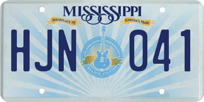 MS license plate HJN041