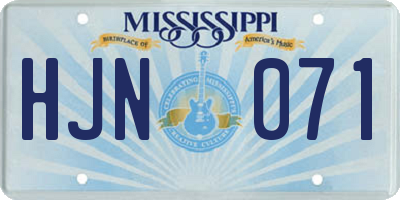 MS license plate HJN071