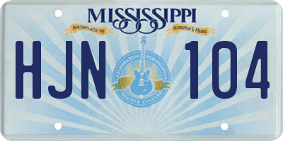 MS license plate HJN104