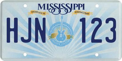 MS license plate HJN123
