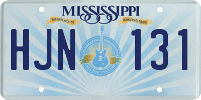 MS license plate HJN131