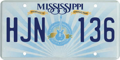 MS license plate HJN136