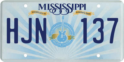 MS license plate HJN137