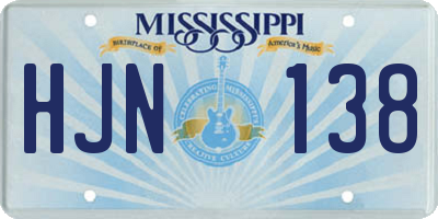MS license plate HJN138