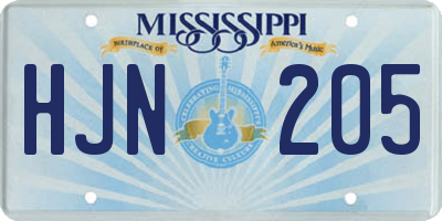 MS license plate HJN205