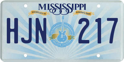 MS license plate HJN217