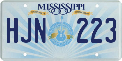 MS license plate HJN223
