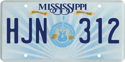 MS license plate HJN312