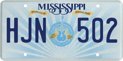 MS license plate HJN502