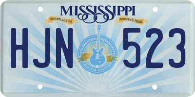 MS license plate HJN523