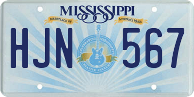 MS license plate HJN567