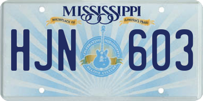 MS license plate HJN603