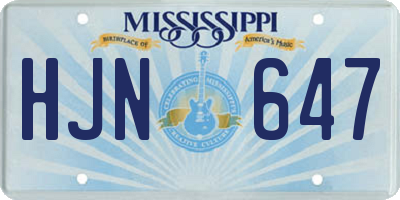 MS license plate HJN647
