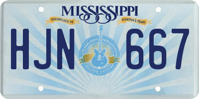 MS license plate HJN667