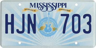 MS license plate HJN703
