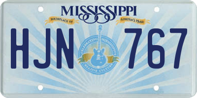MS license plate HJN767