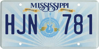 MS license plate HJN781