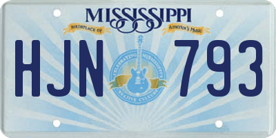 MS license plate HJN793