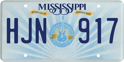 MS license plate HJN917
