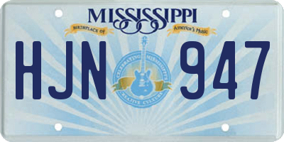 MS license plate HJN947
