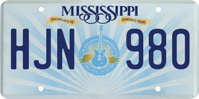 MS license plate HJN980