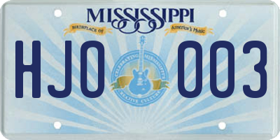 MS license plate HJO003