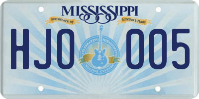 MS license plate HJO005