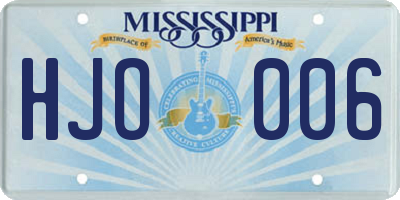 MS license plate HJO006