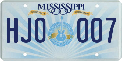 MS license plate HJO007