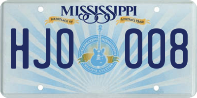 MS license plate HJO008