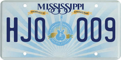 MS license plate HJO009