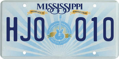 MS license plate HJO010