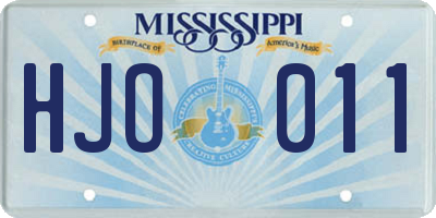MS license plate HJO011