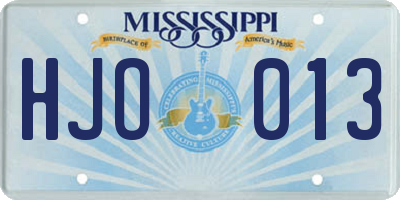 MS license plate HJO013