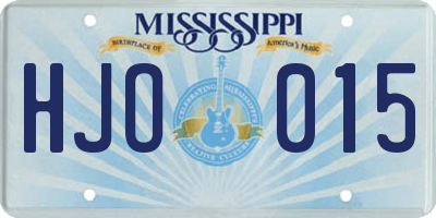 MS license plate HJO015