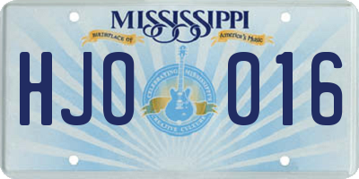 MS license plate HJO016