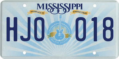MS license plate HJO018