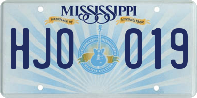 MS license plate HJO019