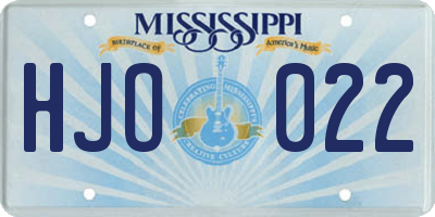 MS license plate HJO022