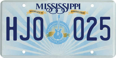 MS license plate HJO025