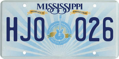 MS license plate HJO026