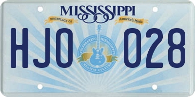 MS license plate HJO028